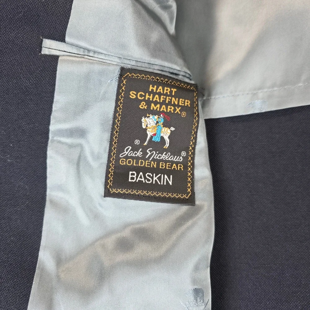 Hart Schaffner Marx Blazer Mens 40R Navy Blue Chicago Yacht Club Vintage Gold